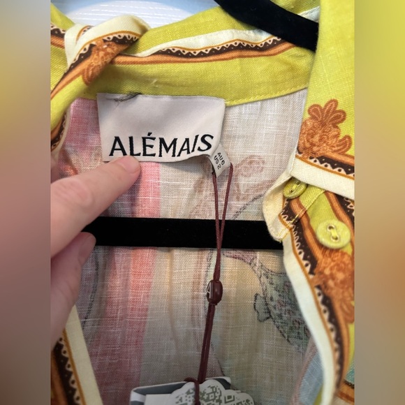 ALÉMAIS La Musica Short-Sleeve Linen Mini Dress size 2  NWT - Picture 5 of 5